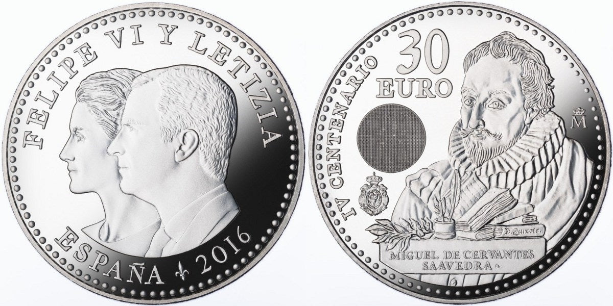 ESPAÑA 30 EUROS 2016 IV CENTENARIO DE CERVANTES