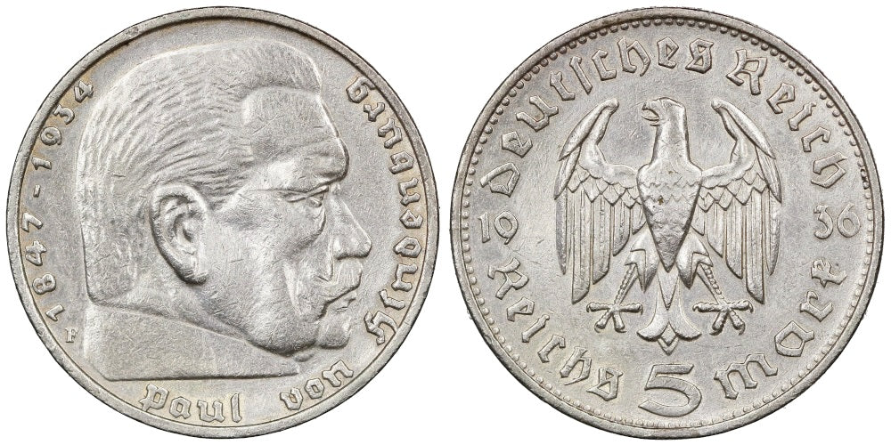 ALEMANIA 5 REICHSMARK 1936 F