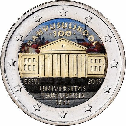 tierra del este, 
  
  2 euros, 
  
  Universidad Tartuensis de Estonia