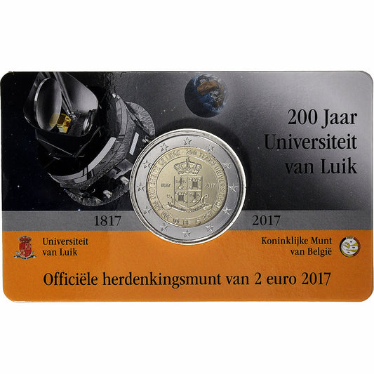 Bélgica, 
  
  2 euros, 
  
  200 años – Universidad Lüttich