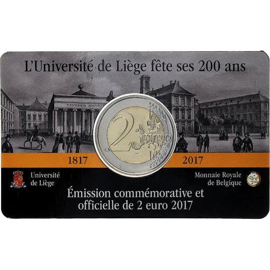 Bélgica, 
  
  2 euros, 
  
  200 años – Universidad Lüttich