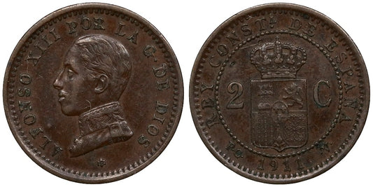 ALFONSO XIII 2 CENTIMOS 1911 VARIANTE ESTRELLA 19