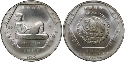 MEXICO  5 NUEVOS PESOS 1994 CHAAC-MOOL
