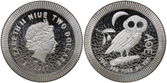 NIUE 2 DOLARES 2017 BUHO ATENIENSE