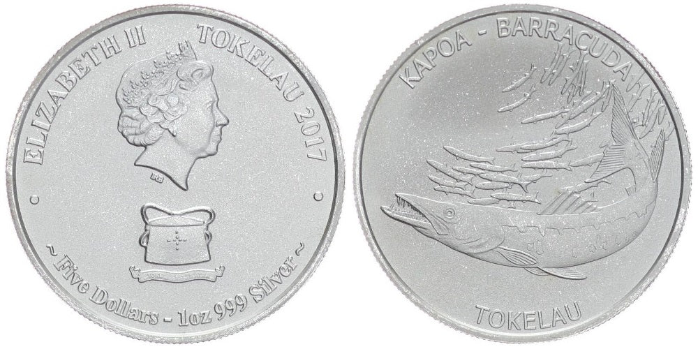 TOKELAU 5 DOLARES 2017 BARRACUDA