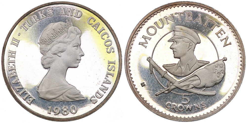 TURKS Y CAICOS 5 CORONAS 1980