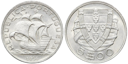 PORTUGAL 5 ESCUDOS 1934