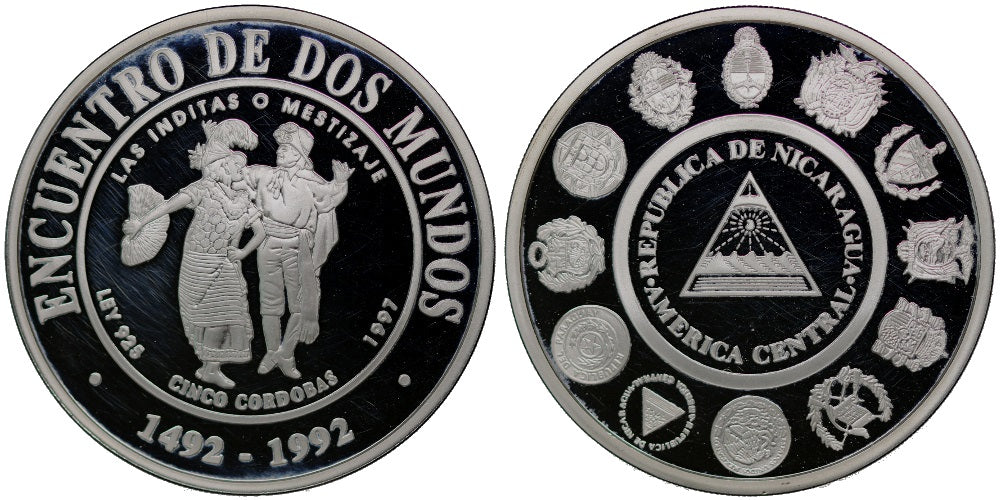 NICARAGUA 5 CORDOBAS 1997  III SERIE IBEROAMERICANA