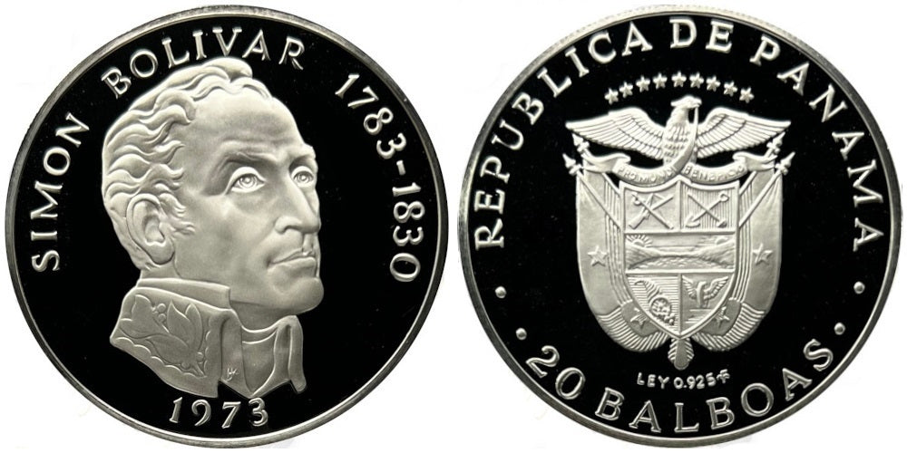 PANAMA 20 BALBOAS 1973 SIMON BOLIVAR