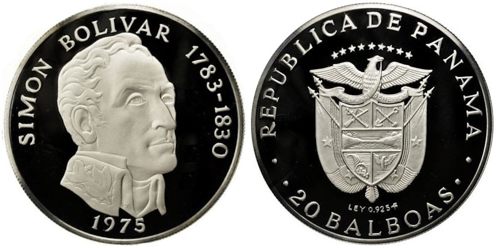 PANAMA 20 BALBOAS 1975 SIMON BOLIVAR