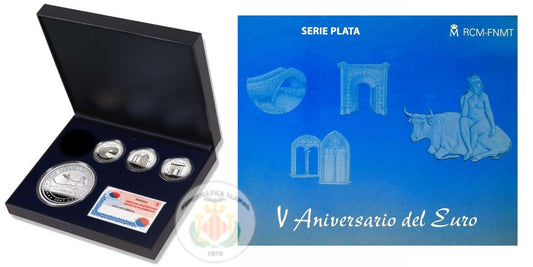ESPAÑA ESTUCHE PLATA 2007 QUINTO ANIVERSARIO DEL EURO