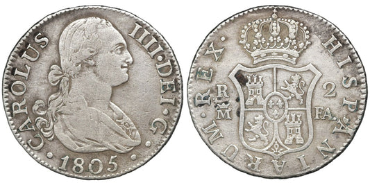 CARLOS IV  2 REALES 1805 MADRID FA