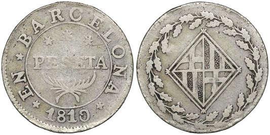 JOSE NAPOLEON 1 PESETA 1810/09 BARCELONA
