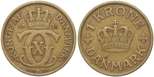 DINAMARCA 1 KRONER 1925  CRISTIAN X
