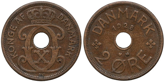 DINAMARCA 2 ORE 1928 CRISTIAN X