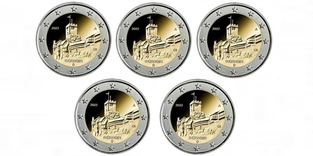 2 EUROS ALEMANIA 2022 CASTILLO DE WARTBURG (5 LETRAS)