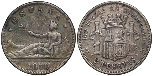 FALSA DE EPOCA; 2 PESETAS 1870