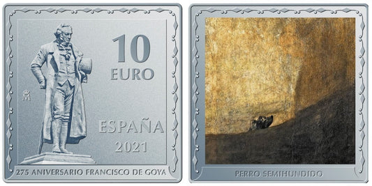 FELIPE VI  10 EUROS 2021  275 ANIVERSARIO DE GOYA – PERRO SEMIHUNDIDO