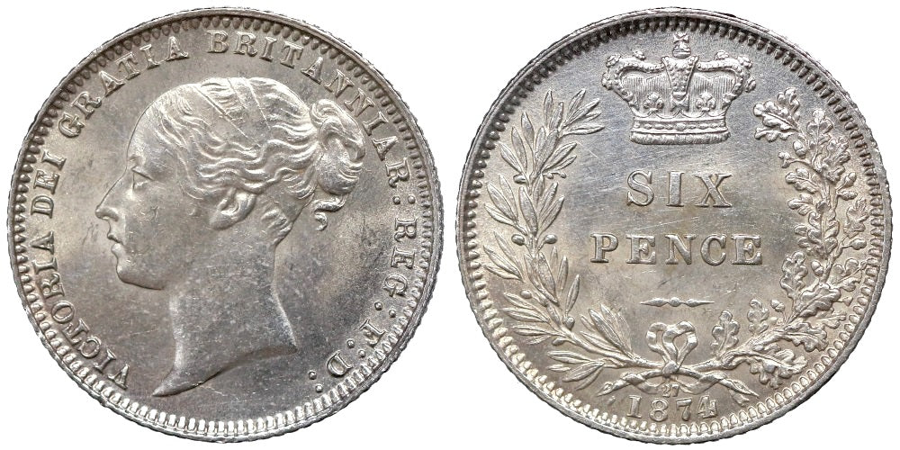INGLATERRA 6 PENIQUES 1874