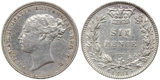 INGLATERRA 6 PENIQUES 1881
