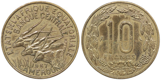 CAMERUN 10 FRANCOS 1967