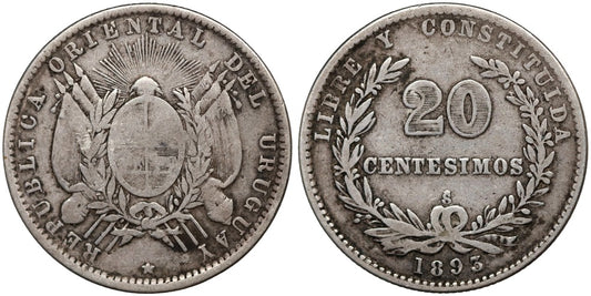 URUGUAY 20 CENTESIMOS 1893