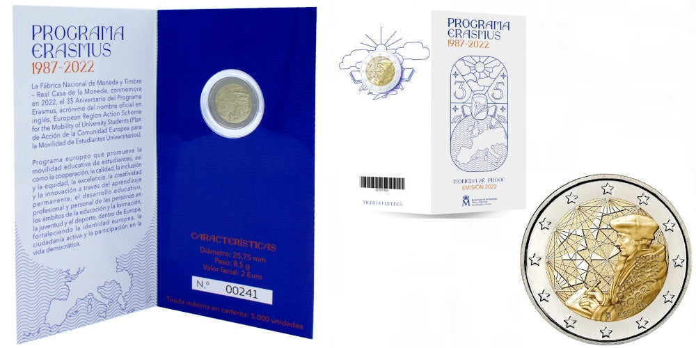 ESPAÑA CARTERA 2 EUROS 2022 PROGRAMA ERASMUS