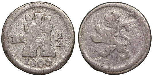 CARLOS IV  1/4 REAL 1800 NUEVO REINO