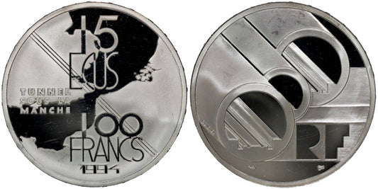 FRANCIA 100 FRANCOS-15 ECUS 1994 EUROTUNEL