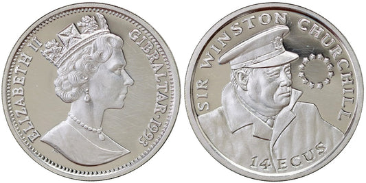 GIBRALTAR 14 ECUS 1993 WINSTON CHURCHILL