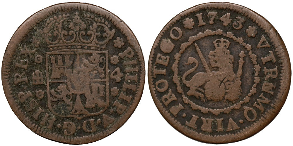 FELIPE V  4 MARAVEDIS 1743 SEGOVIA