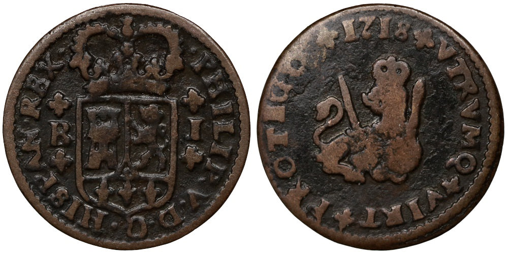 FELIPE V  1 MARAVEDI 1718 BARCELONA