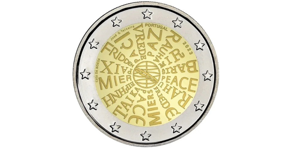 2 EUROS PORTUGAL 2023 PAZ ENTRE LAS NACIONES