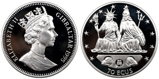 GIBRALTAR 70 ECUS 1995 EUROTUNEL (5 ONZAS)
