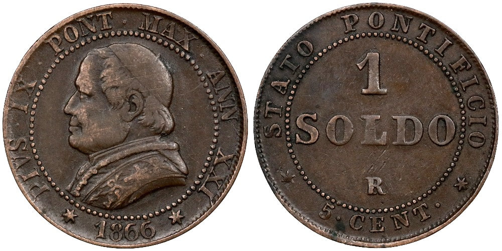 VATICANO 5 CENT – 1 SOLDO 1866