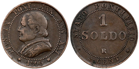 VATICANO 5 CENT – 1 SOLDO 1866