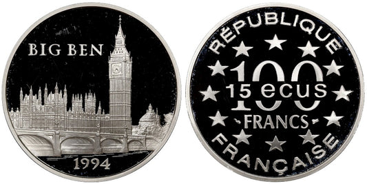 FRANCIA 100 FRANCOS-15 ECUS 1994 BIG BEN