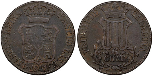 ISABEL II  6 CUARTOS 1841 CATALUÑA