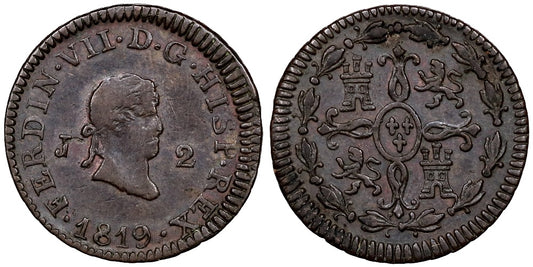 FERNANDO VII  2 MARAVEDIS 1819 JUBIA