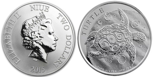 NIUE 2 DOLARES 2015 TORTUGA CAREY