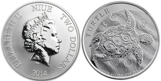 NIUE 2 DOLARES 2014 TORTUGA CAREY
