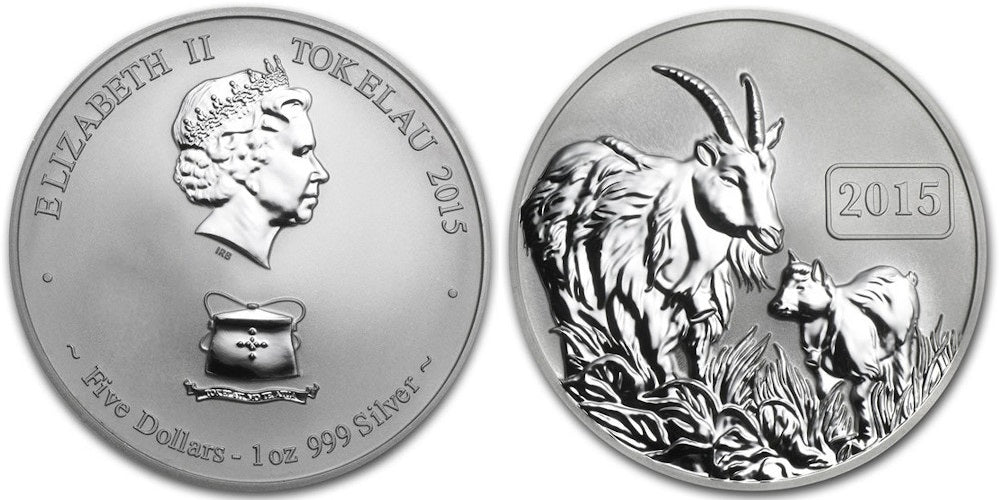 TOKELAU  5 DOLARES 2015 AÑO DE LA CABRA