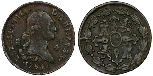 CARLOS IV  4 MARAVEDIS 1794 SEGOVIA