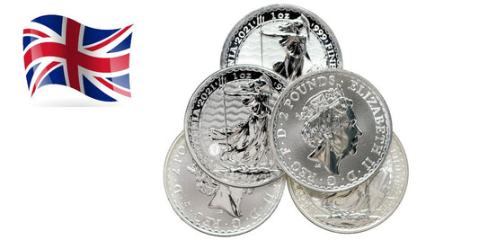 LOTE INVERSION: 5 MONEDAS DE 2 LIBRAS 2021 BRITANIA (1 ONZA)