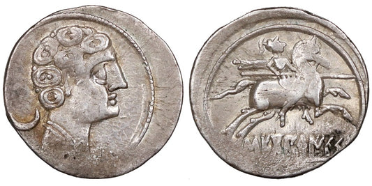 DENARIO DE SECOBIRICES (SAELICES-CUENCA) 120 al 30 a.C