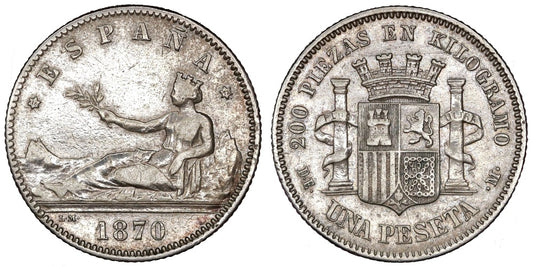 GOBIERNO PROVISIONAL 1 PESETA 1870 DEM