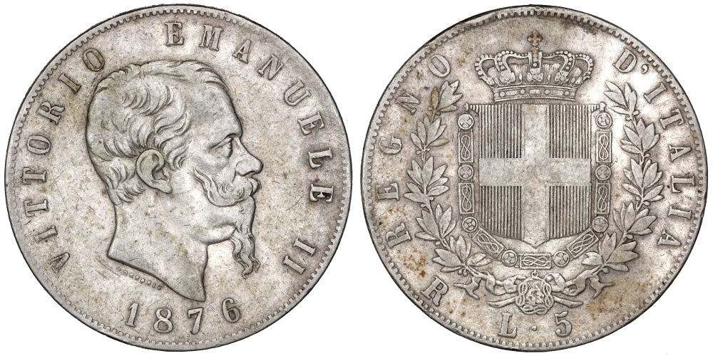 ITALIA 5 LIRAS 1876 R  VICTOR MANUEL II