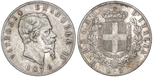 ITALIA 5 LIRAS 1876 R  VICTOR MANUEL II