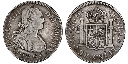 CARLOS IV  2 REALES 1798 GUATEMALA M