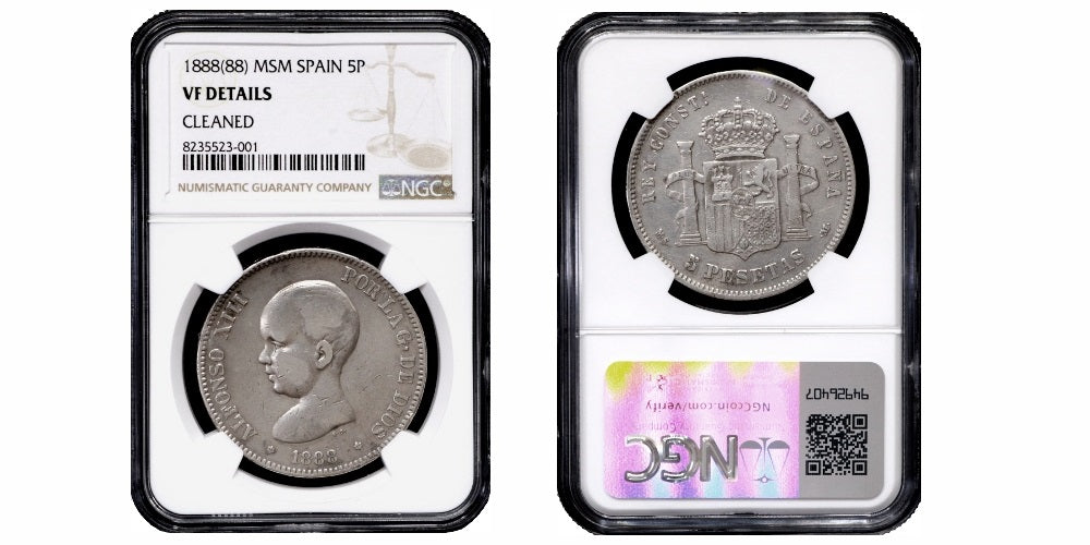 ALFONSO XIII  5 PESETAS 1888 MSM